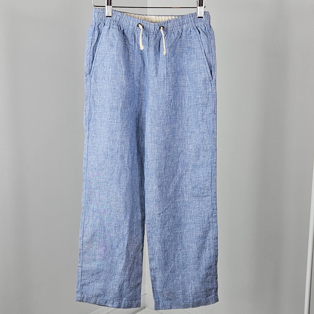 Crewcuts Blue Linen Wideleg Drawstring Pants‎ | Youth Kid's 12 - Picture 2 of 14